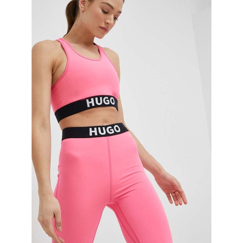 Спортен сутиен HUGO в розово с изчистен дизайн
