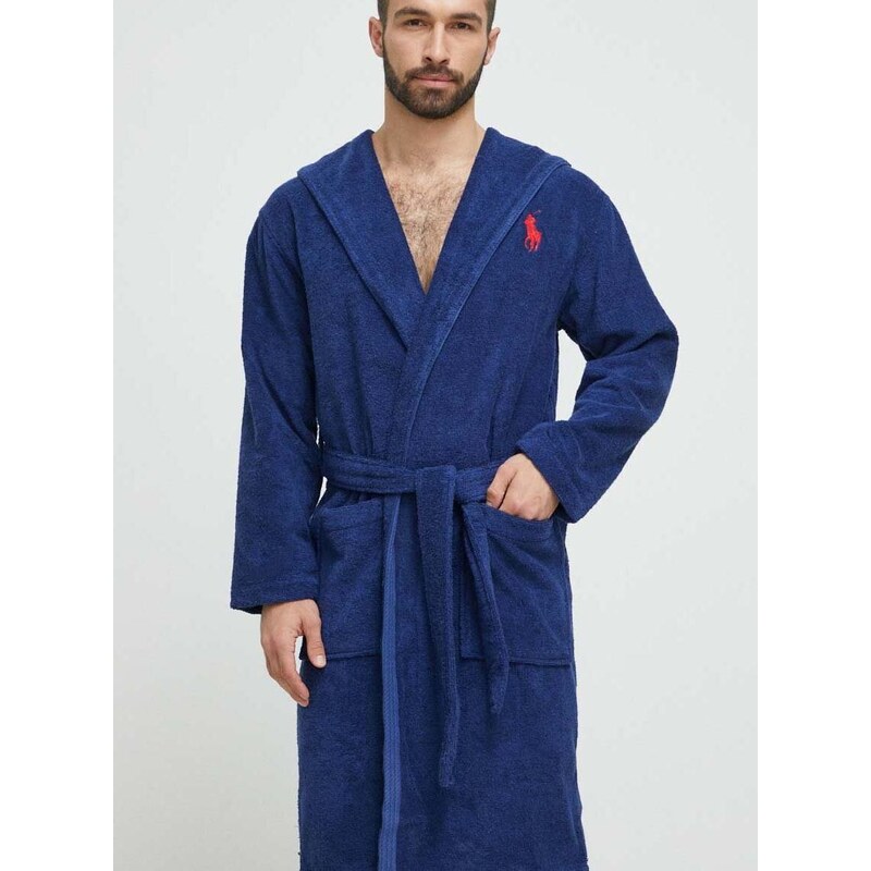 Памучен халат Polo Ralph Lauren в тъмносиньо