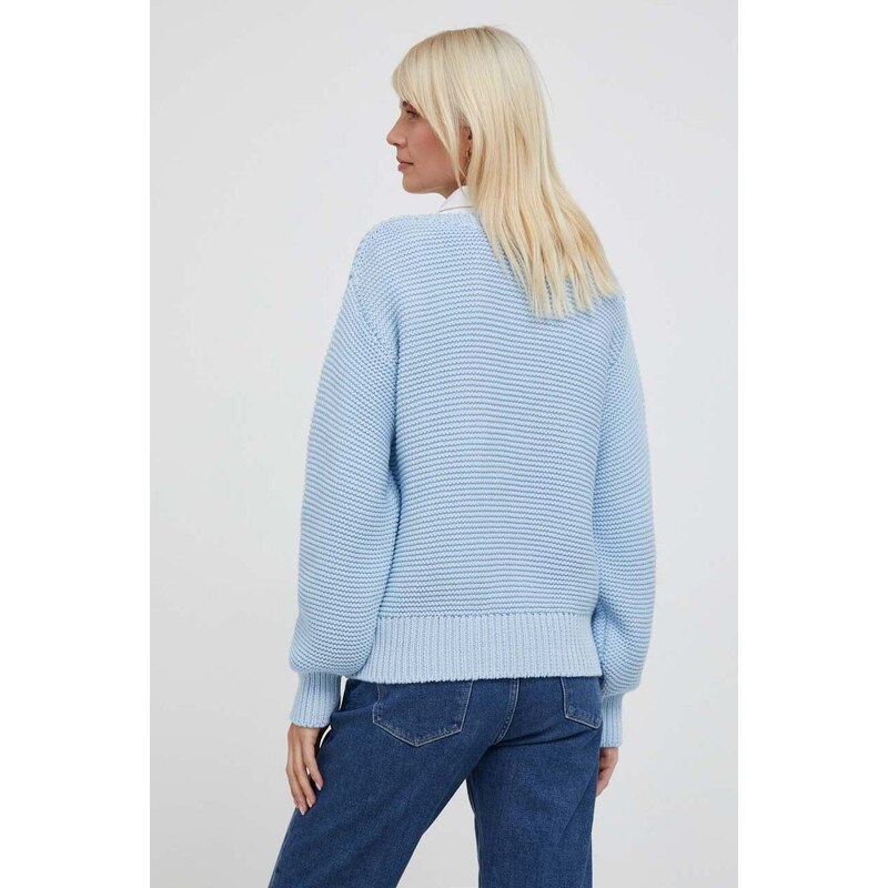Пуловер Tommy Hilfiger дамски в синьо от топла материя