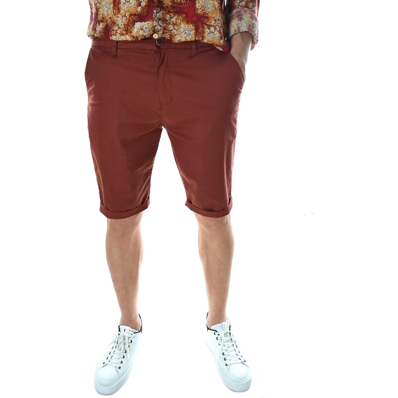 ADAM Мъжки летни къси панталони цвят тухла