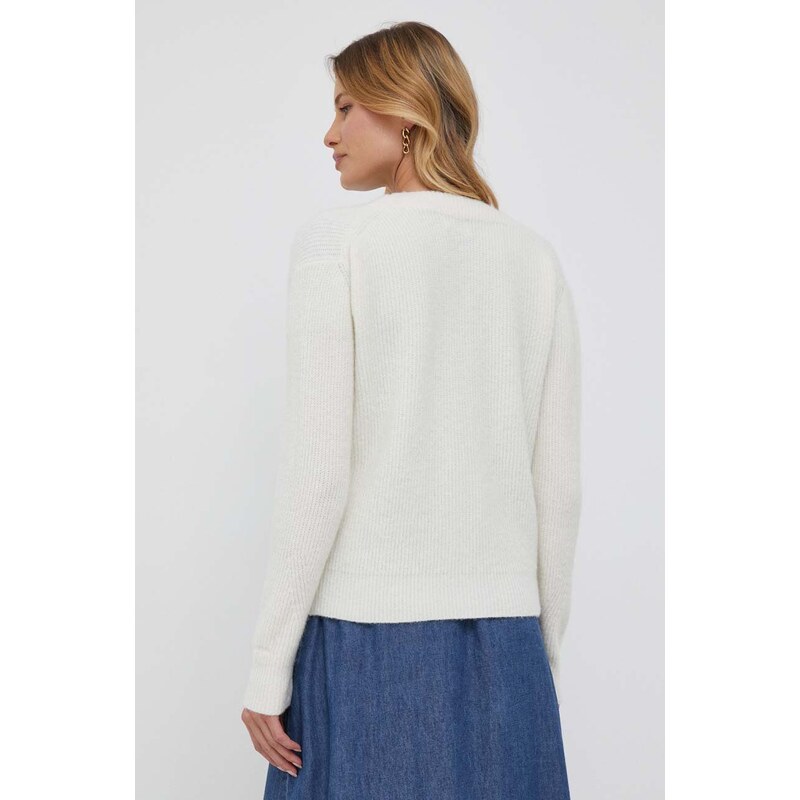 Пуловер с вълна Calvin Klein дамски в бежово от топла материя