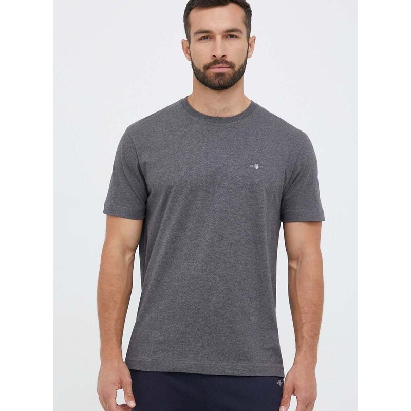Памучна тениска Gant в сиво с изчистен дизайн