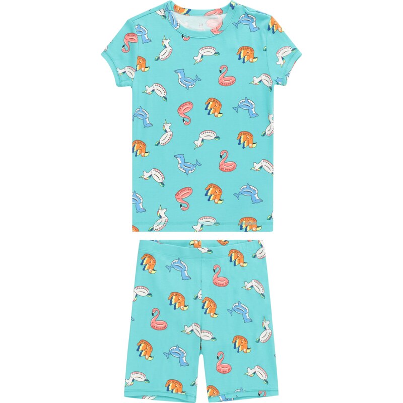 GAP Комплект пижама аквамарин / светлосиньо / тъмнооранжево / естествено бяло