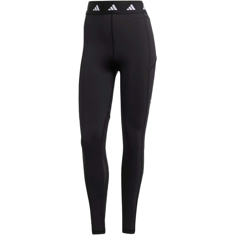 ADIDAS PERFORMANCE Спортен панталон 'Techfit Stash Pocket Full-length' черно / бяло