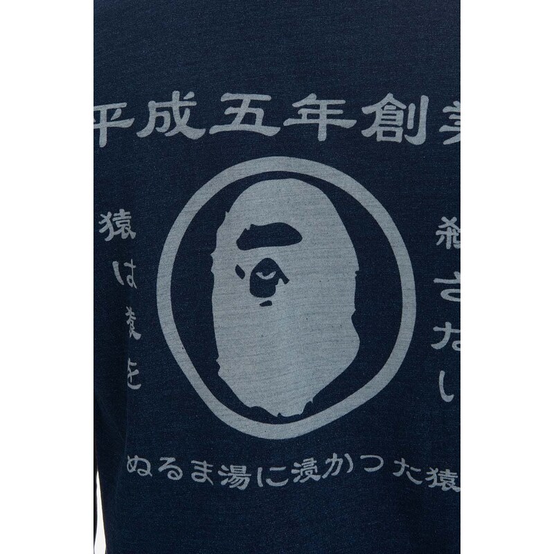 Памучна тениска A Bathing Ape в синьо с принт