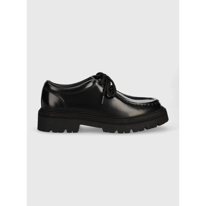 Кожени половинки обувки GARMENT PROJECT Spike Lace в черно с платформа GPW2367