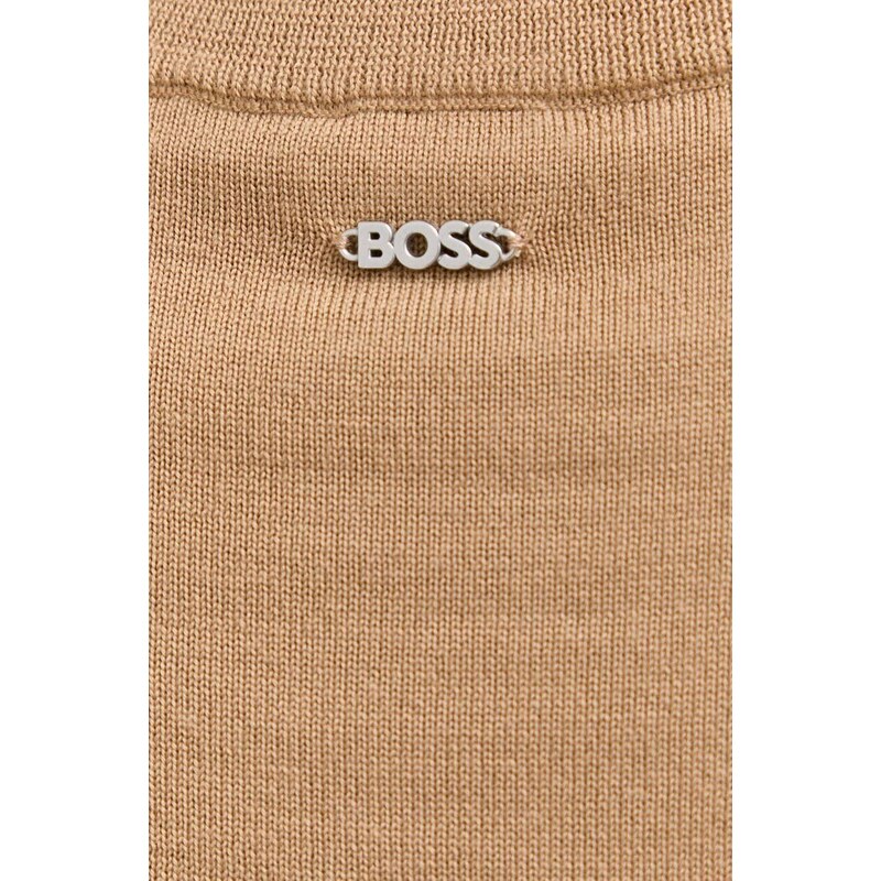 Вълнен пуловер BOSS дамски в бежово от лека материя 50492551