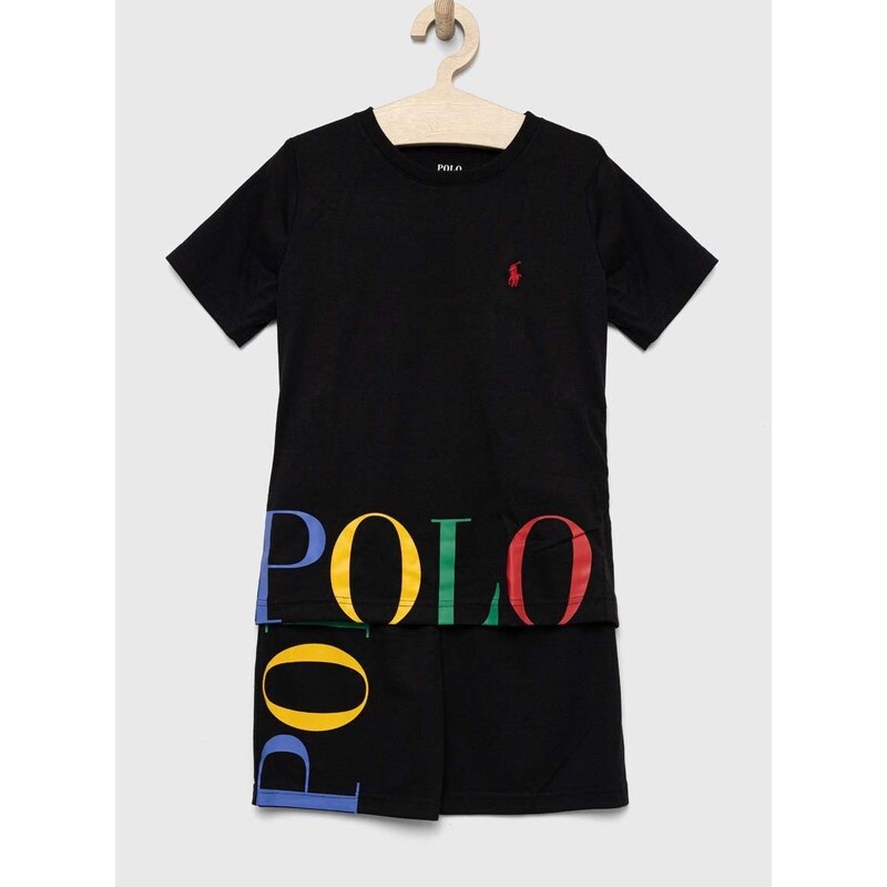 Детска пижама Polo Ralph Lauren в черно с принт