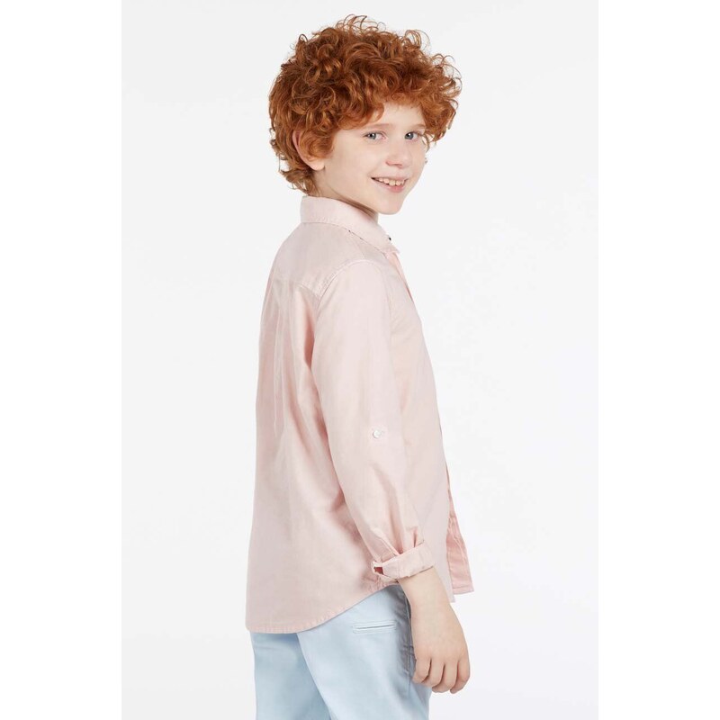 Детска памучна риза Guess в розово