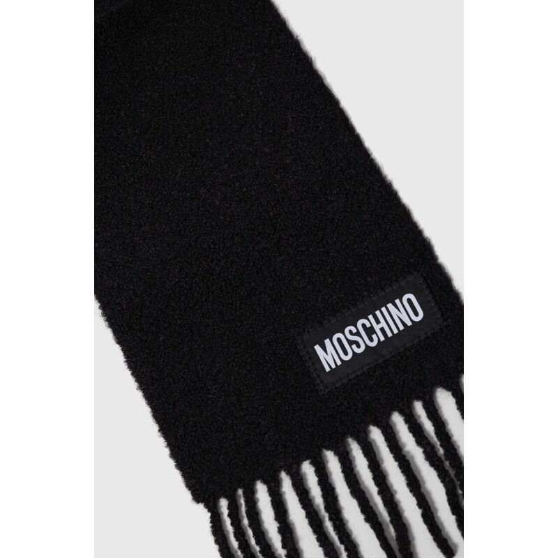 Вълнен шал Moschino в черно с изчистен дизайн
