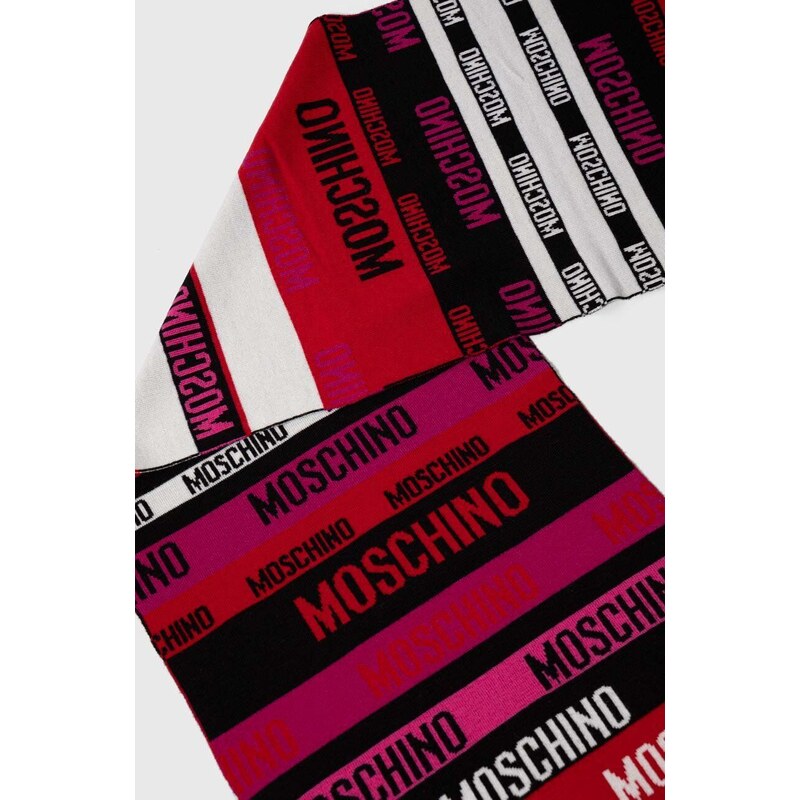 Вълнен шал Moschino в лилаво с десен