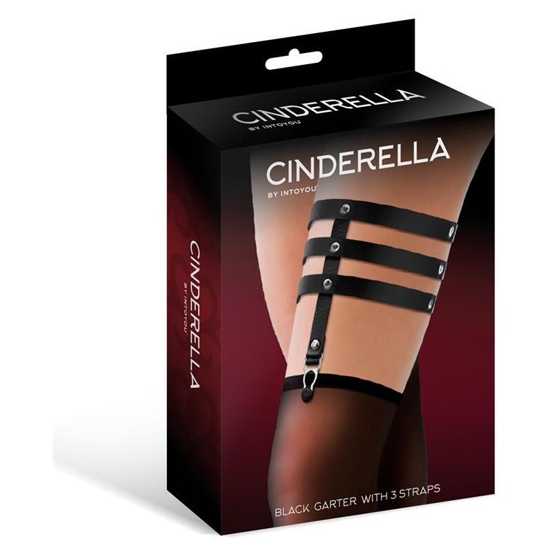 Cinderella Garter With 3 Straps Vegan Leather CR-922-bg
