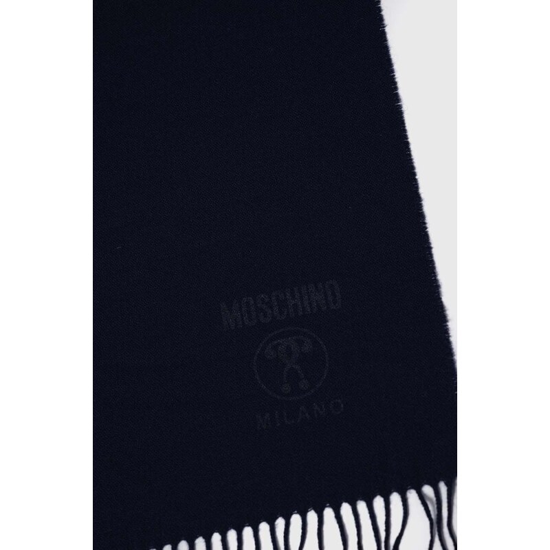 Вълнен шал Moschino в сиво с изчистен дизайн