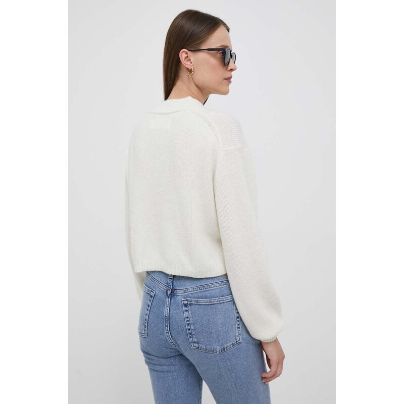 Вълнен пуловер Calvin Klein Jeans дамски в бежово
