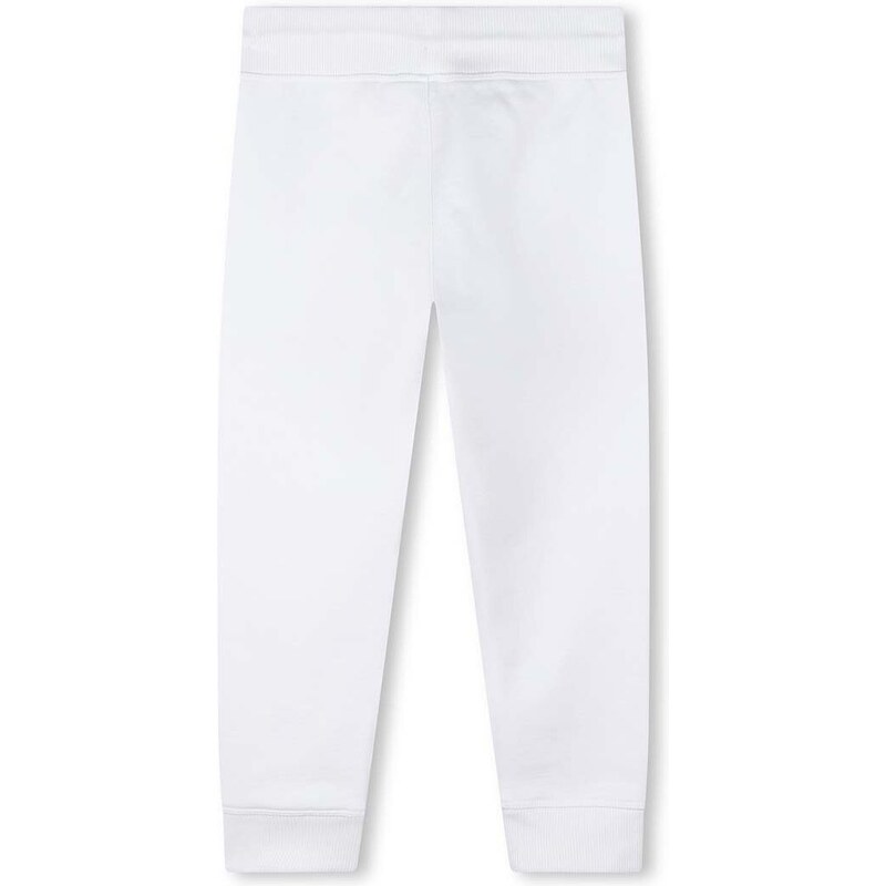 Детски памучен спортен панталон HUGO в бяло с принт