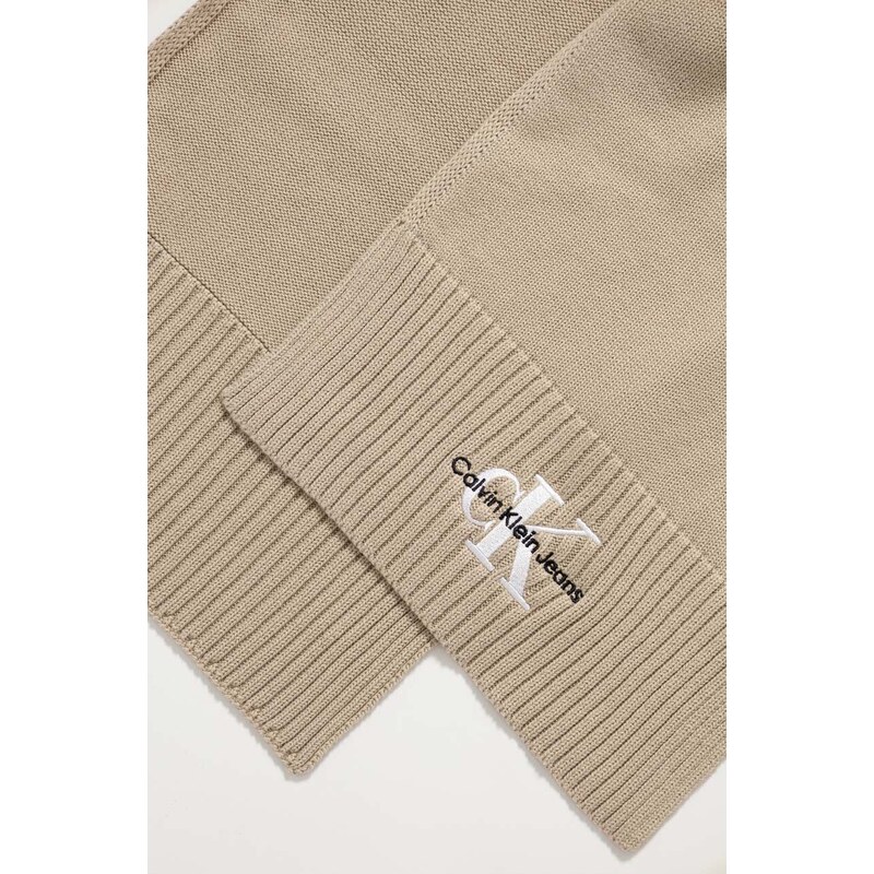 Памучен шал Calvin Klein Jeans в бежово с изчистен дизайн