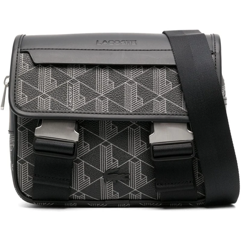 Lacoste The Blend monogram-pattern messenger bag, Black