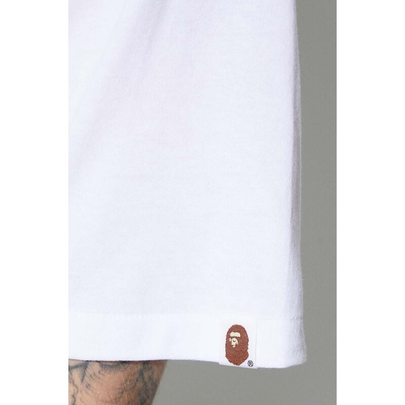 Памучна тениска A Bathing Ape в бяло с принт