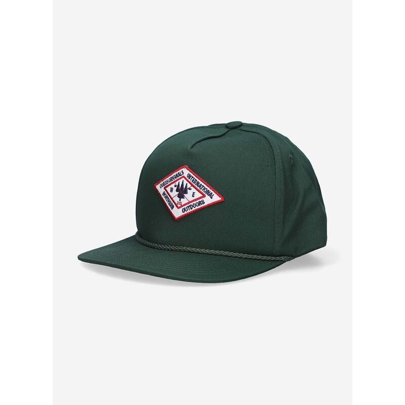 Памучна шапка с козирка Guess Originals в зелено с апликация