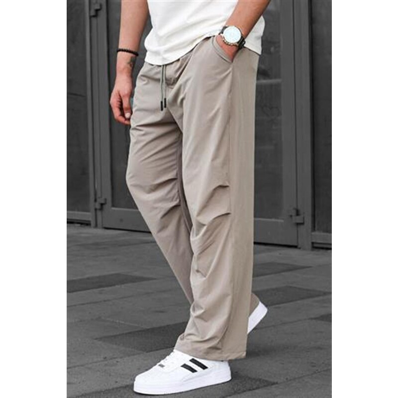 Madmext Beige Regular Fit Men's Parachute Pants 6504