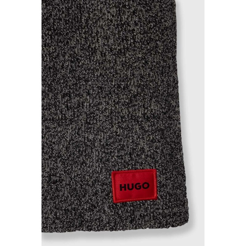 Вълнен шал HUGO в сиво с меланжов десен