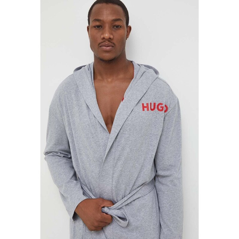 Памучен халат HUGO в сиво 50501421