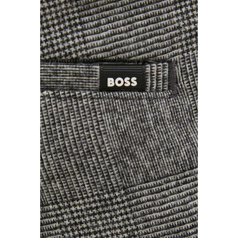 Панталон с вълна BOSS в черно със стандартна кройка