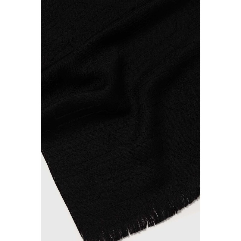 Вълнен шал Emporio Armani в черно с изчистен дизайн