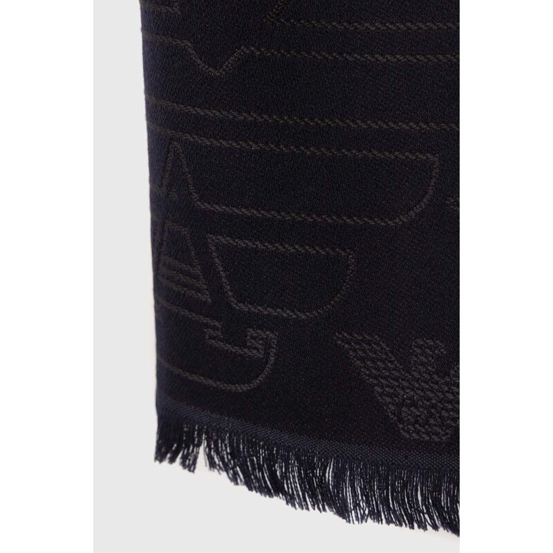 Вълнен шал Emporio Armani в тъмносиньо с изчистен дизайн