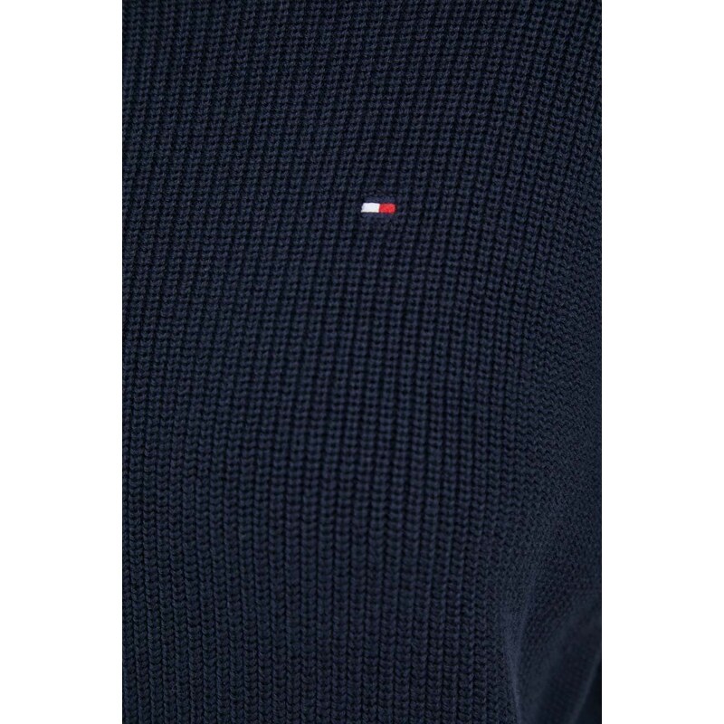 Памучен пуловер Tommy Hilfiger в тъмносиньо с поло