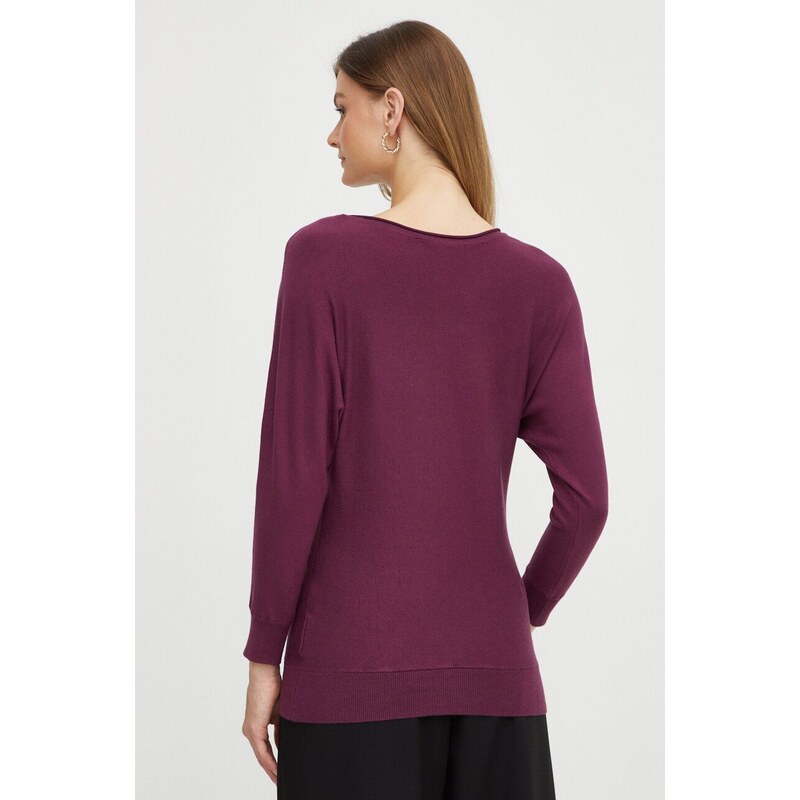 Пуловер Guess дамски в лилаво от лека материя