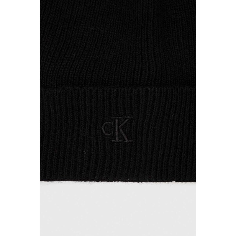 Шапка с вълна Calvin Klein Jeans в черно