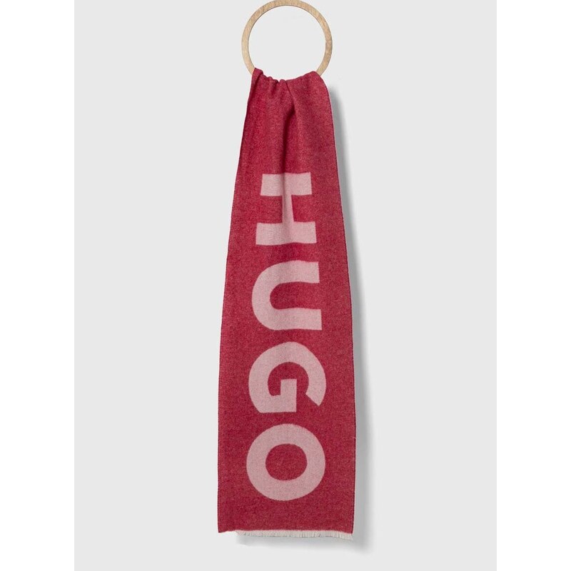 Вълнен шал HUGO в розово с десен