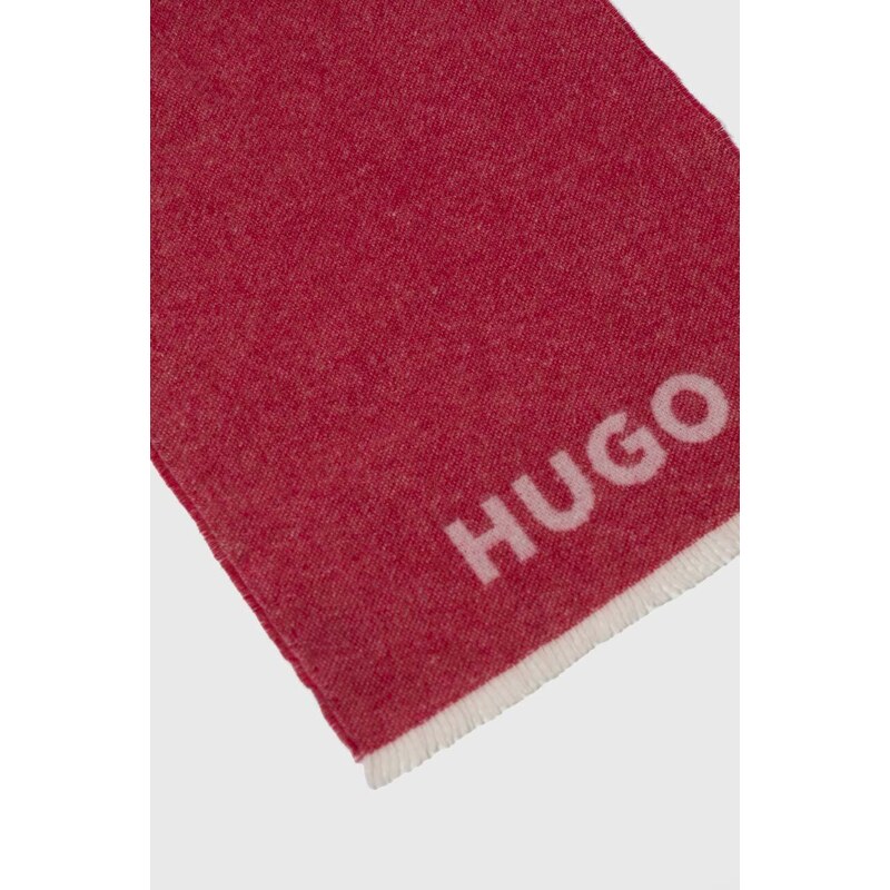 Вълнен шал HUGO в розово с десен