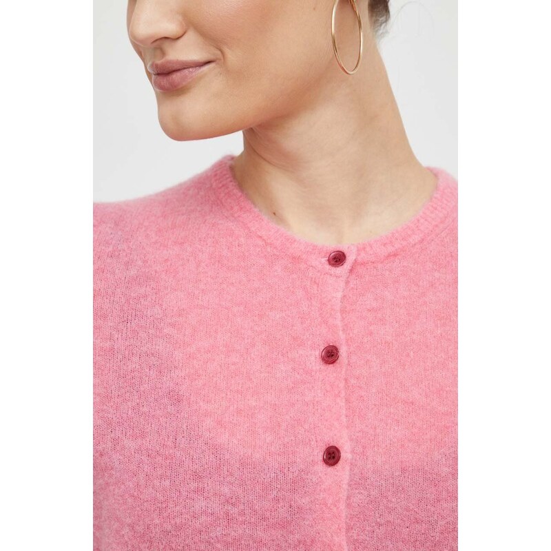 Вълнен пуловер American Vintage Gilet дамски в розово от лека материя