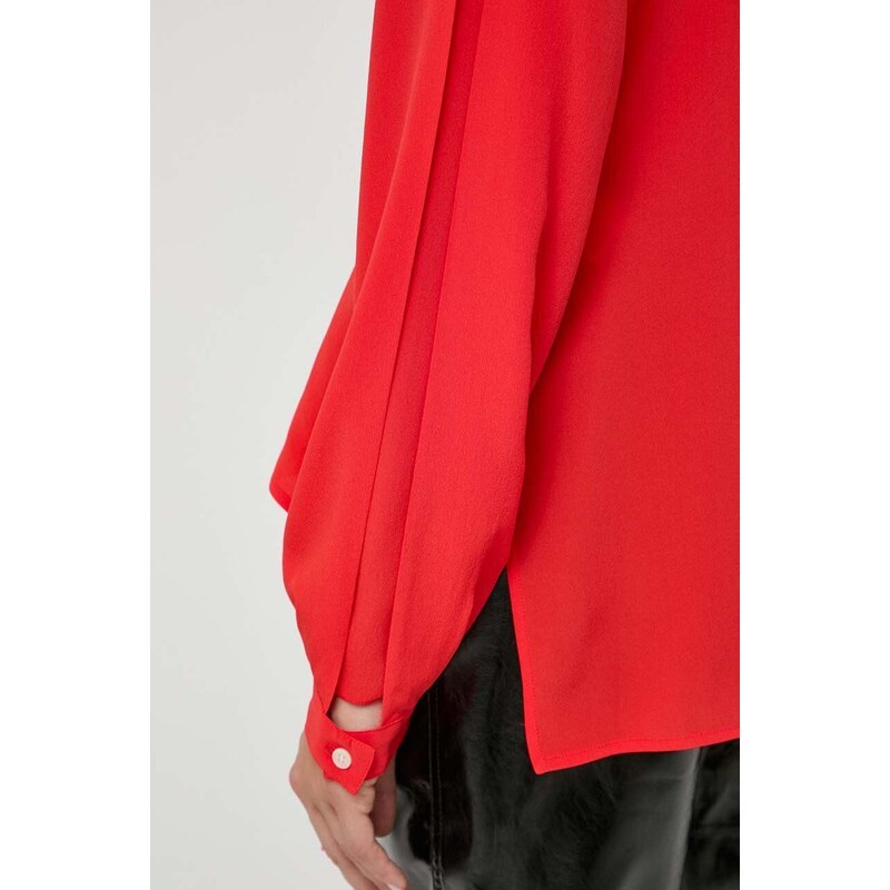 Копринена блуза Victoria Beckham в червено с изчистен дизайн