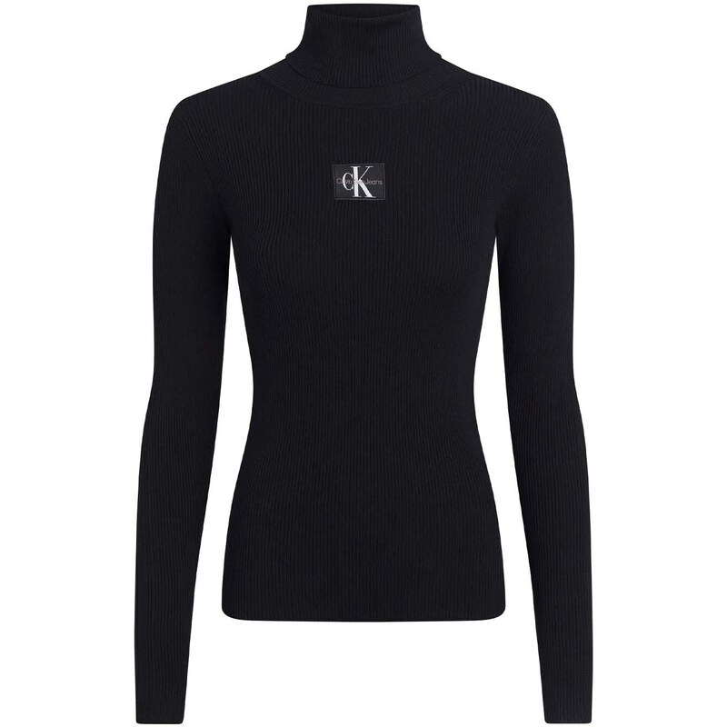 CALVIN KLEIN Knitwear Badge Roll Neck Sweater J20J221688 BEH ck black