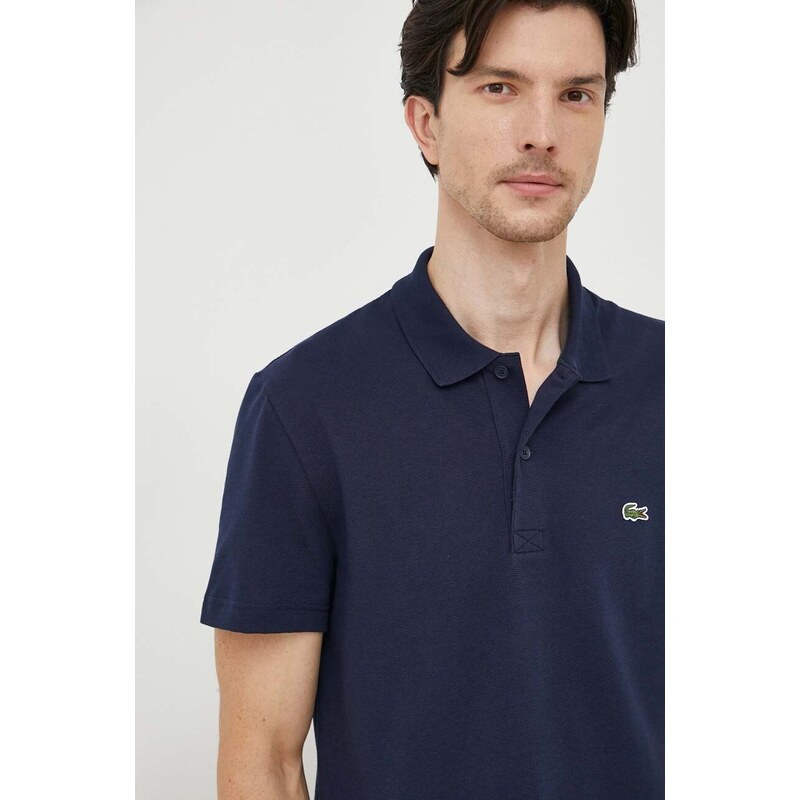 Тениска с яка Lacoste в тъмносиньо с изчистен дизайн Glamibg 