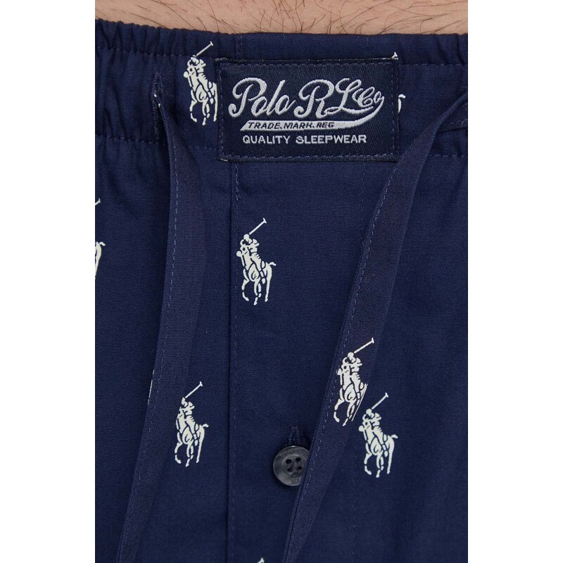 Памучно долнище на пижама Polo Ralph Lauren в тъмносиньо с десен 714899624