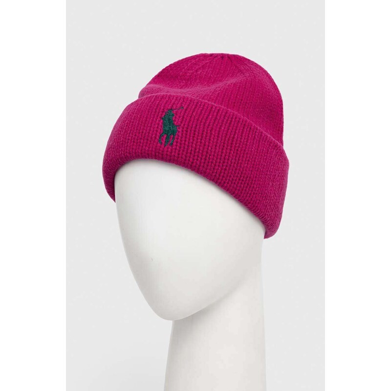 Вълнена шапка Polo Ralph Lauren в розово от плътен трикотаж вълна 455931421