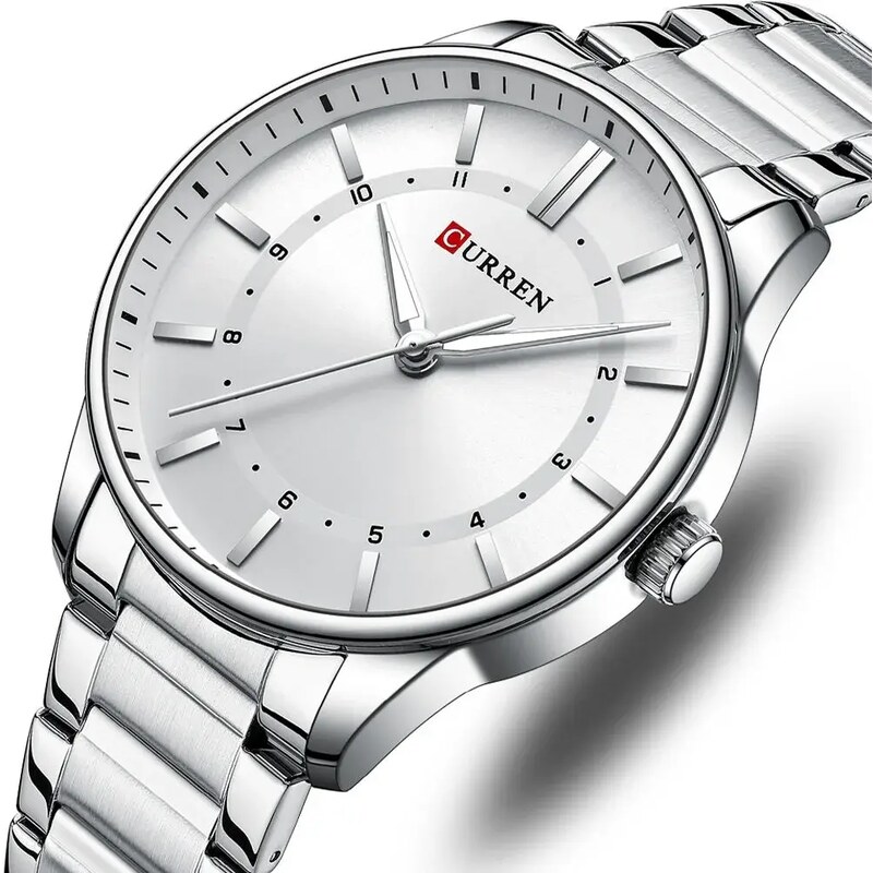 Мъжки часовник Curren Yelt, Неръждаема стомана, Сребрист / Бял