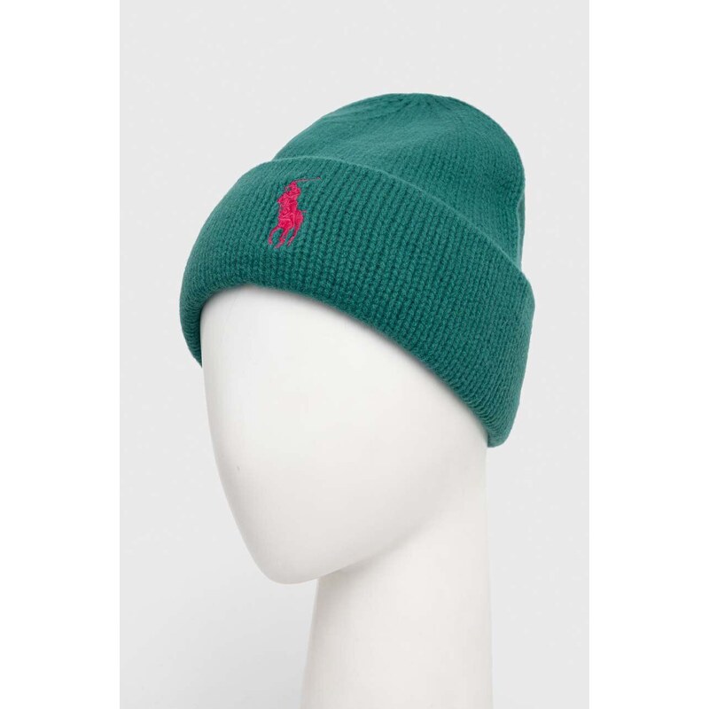 Вълнена шапка Polo Ralph Lauren в зелено от плътен трикотаж вълна 455931421