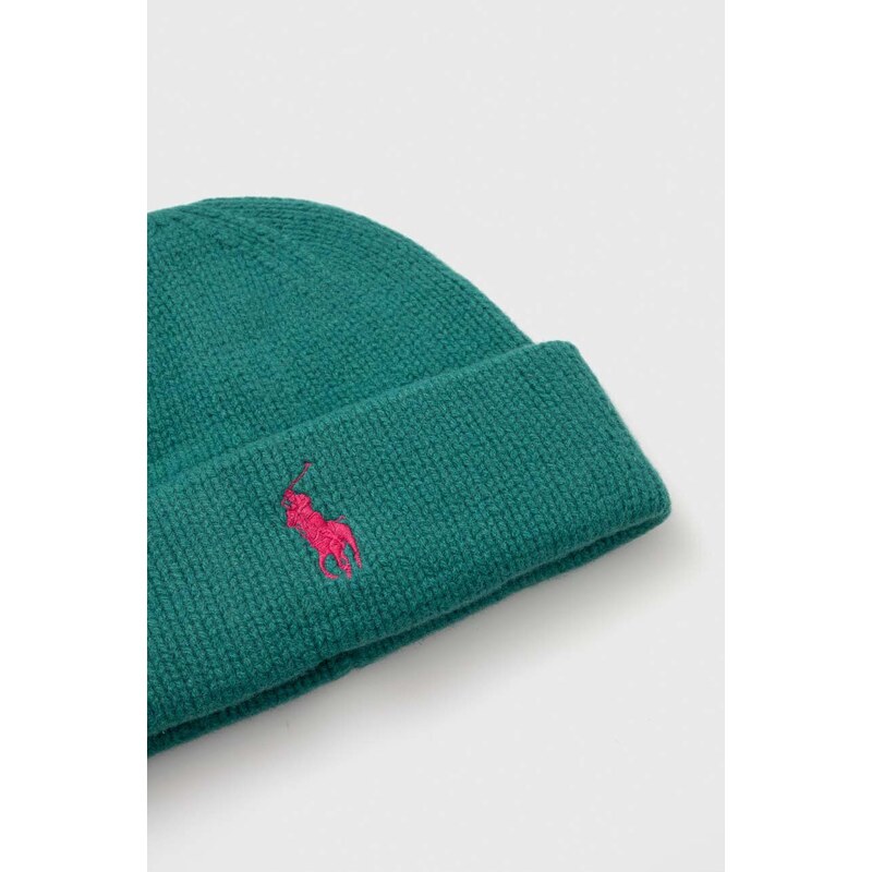 Вълнена шапка Polo Ralph Lauren в зелено от плътен трикотаж вълна 455931421