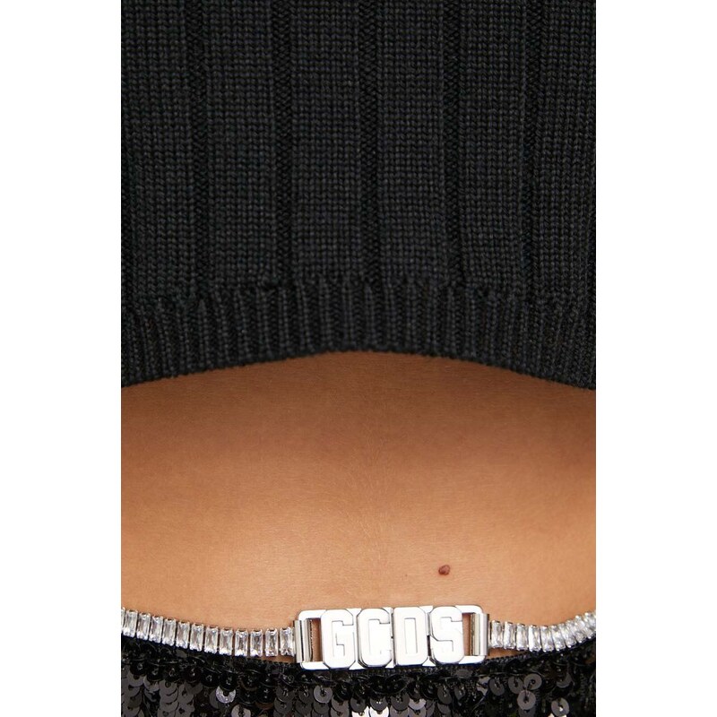 Вълнен пуловер GCDS дамски в черно
