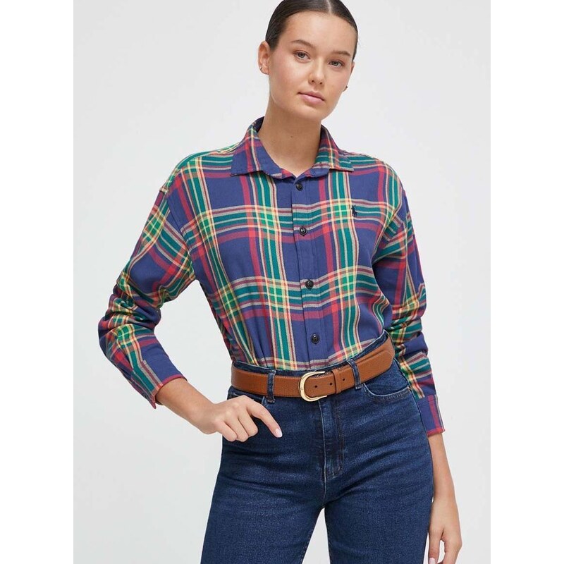 Памучна риза Polo Ralph Lauren дамска със стандартна кройка с класическа яка 211916021