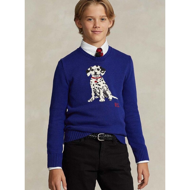 Детски памучен пуловер Polo Ralph Lauren в синьо от лека материя