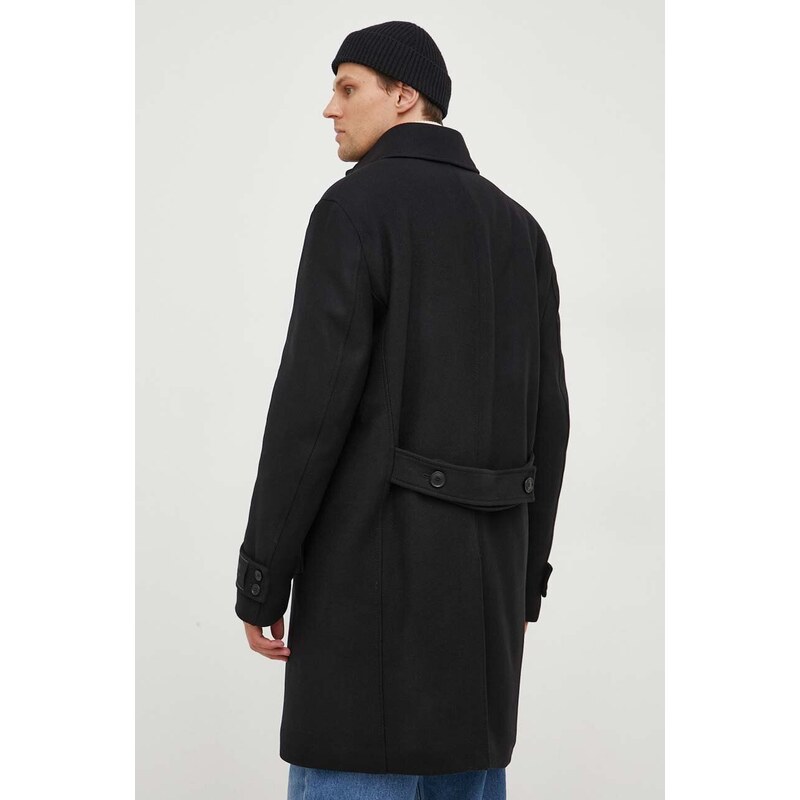 Вълнено палто Drykorn в черно преходен модел