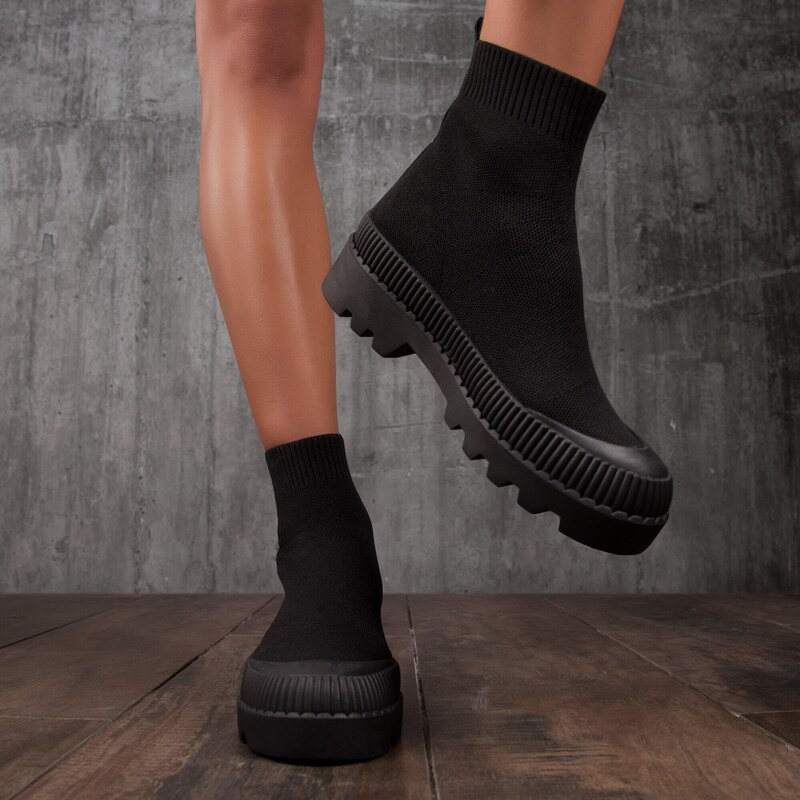 ExclusiveJeans Боти с чорап Selena, Черен Цвят