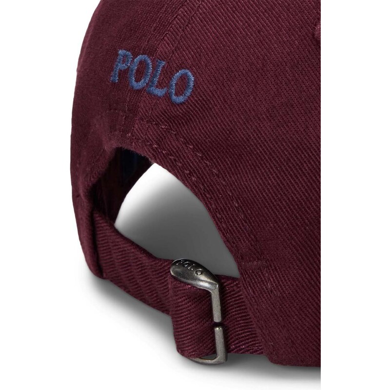 Детска памучна шапка Polo Ralph Lauren в бордо с изчистен дизайн