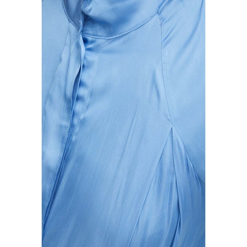 Риза Day Birger et Mikkelsen дамска в синьо със свободна кройка с класическа яка